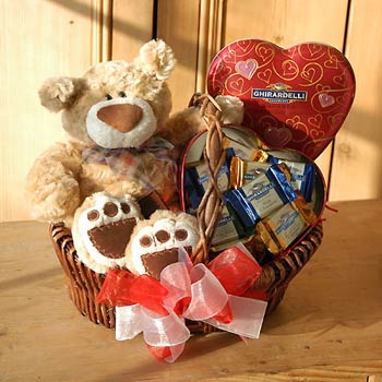 teddy bear in a basket