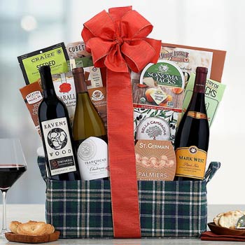 Red and White Wine Trio Basket