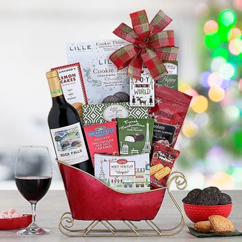 Santas Sleigh Wine Gift Basket