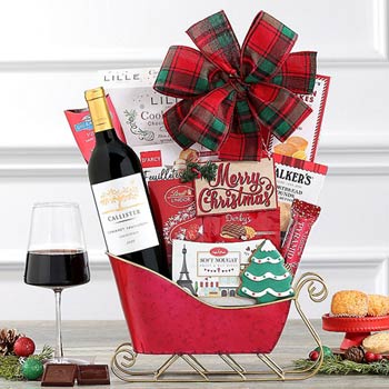 Santas Sleigh Wine Gift Basket