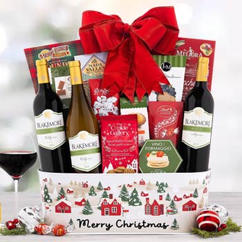 Whimsical Holiday Wine Basket