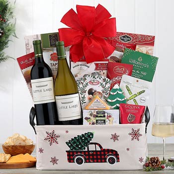 Festive Holiday Wine Basket