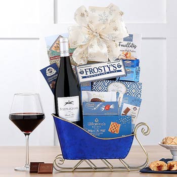 Holiday Sleigh Wine Gift Basket