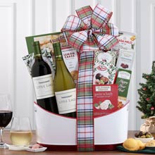 Festive Holiday Wine Basket