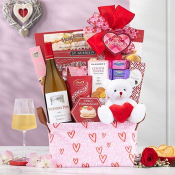 Valentines Day Chardonnay Gift Basket