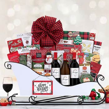 Christmas Sleigh Wine Gift Basket