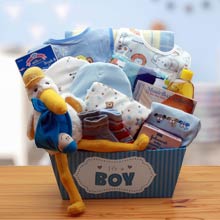 Baby Boy Stork Gift Basket
