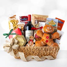 Christmas Wine and Pet Treats Gift Basket