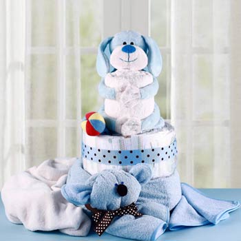 Puppy Diaper Cake for Baby Boy