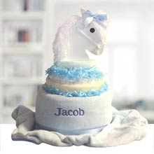Personalized Baby Boy Pony Diaper Cake