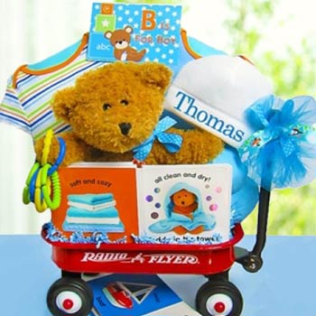 Baby Boy Bear Radio Flyer Wagon