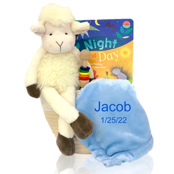 Personalized Baby Boy Lamb Basket