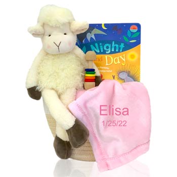 Personalized Baby Girl Lamb Basket