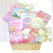 Personalized Baby Girl Lamb Basket