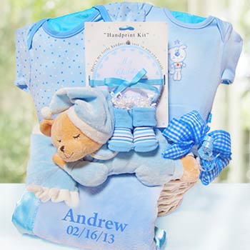 Personalized Nap Time Baby Boy Gift Basket