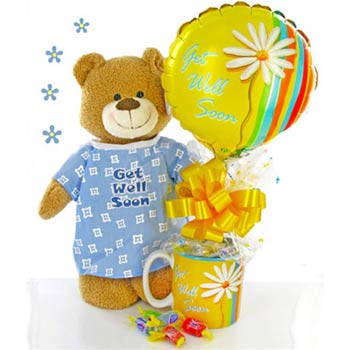 get well balloons and teddy bear