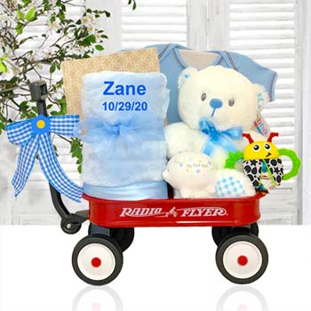 Personalized Baby Boy Teddy Bear Gift Basket