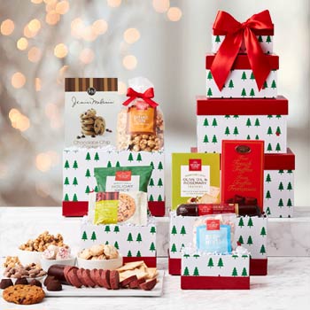 Seasons Greetings Christmas Gift Tower