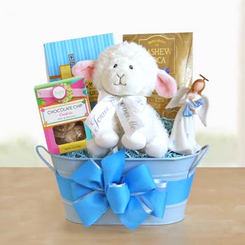 Baby Boy Christening Gift Basket