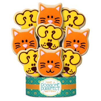 Dog & Cat Birthday Cookie Bouquet