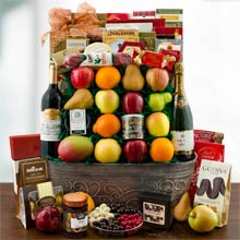 Corporate Gourmet Wine and Fruit Basket